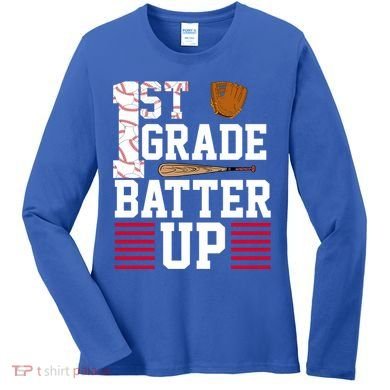 1st Grade Batter Up Women's Long Sleeve Shirt