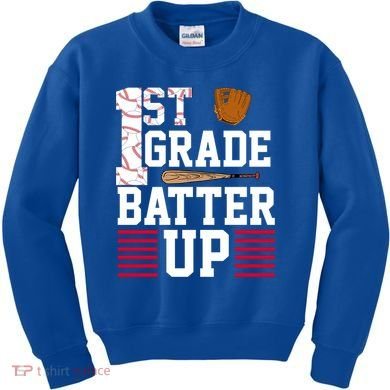 1st Grade Batter Up Kids Sweatshirt