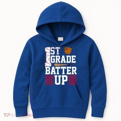 1st Grade Batter Up Kids Hoodie