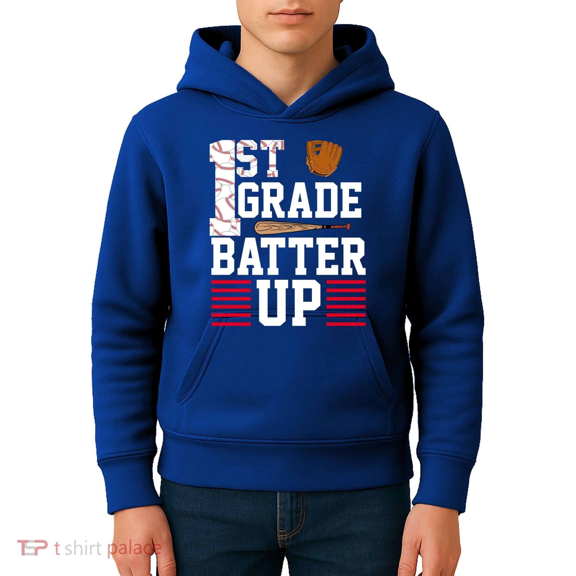 1st Grade Batter Up Kids Hoodie
