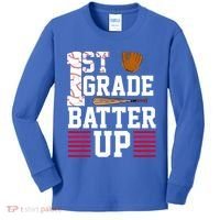 1st Grade Batter Up Kids Long Sleeve Shirt thumb 0