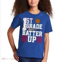 1st Grade Batter Up Kids T-Shirt thumb 2