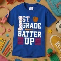 1st Grade Batter Up Kids T-Shirt thumb 3