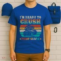 1st Grade Back To School Crush First Grade Monster Truck Boy Cute Gift T-Shirt thumb 6