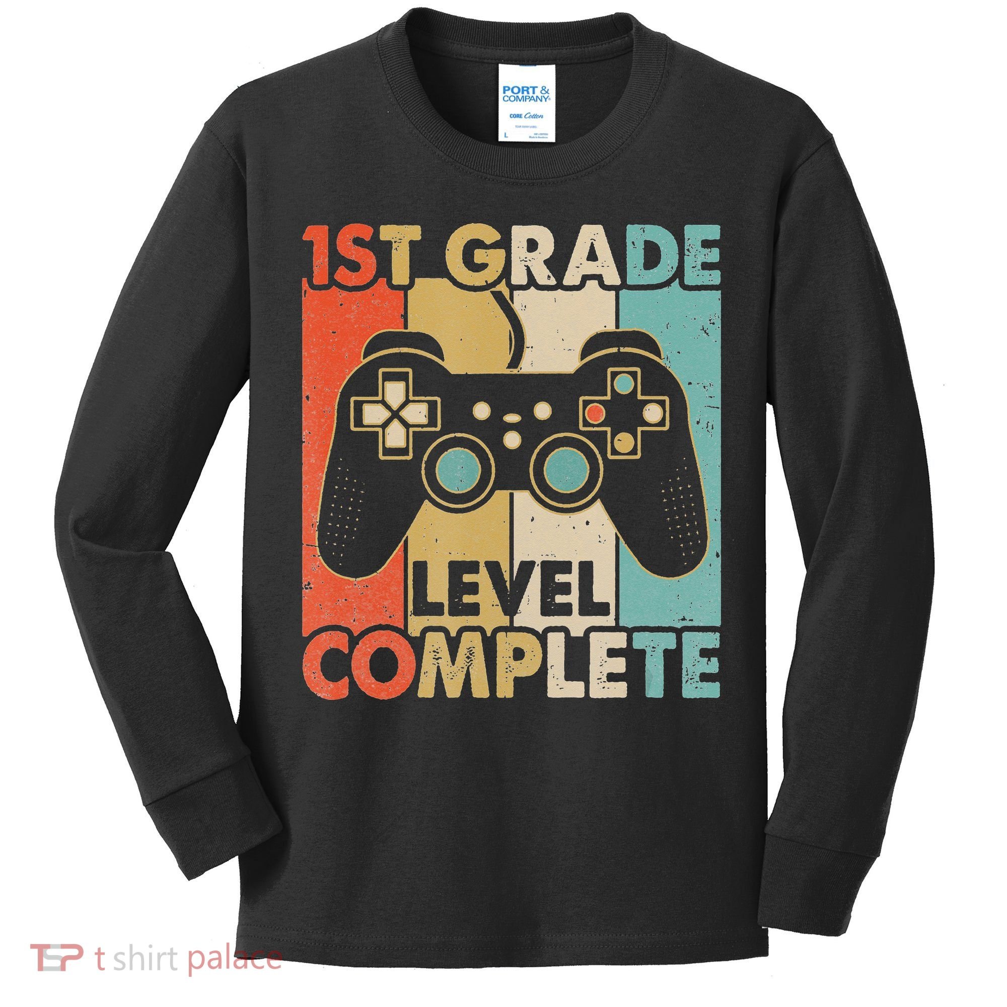 1St Grade Graduation Level Complete Video Games Kids Long Sleeve Shirt