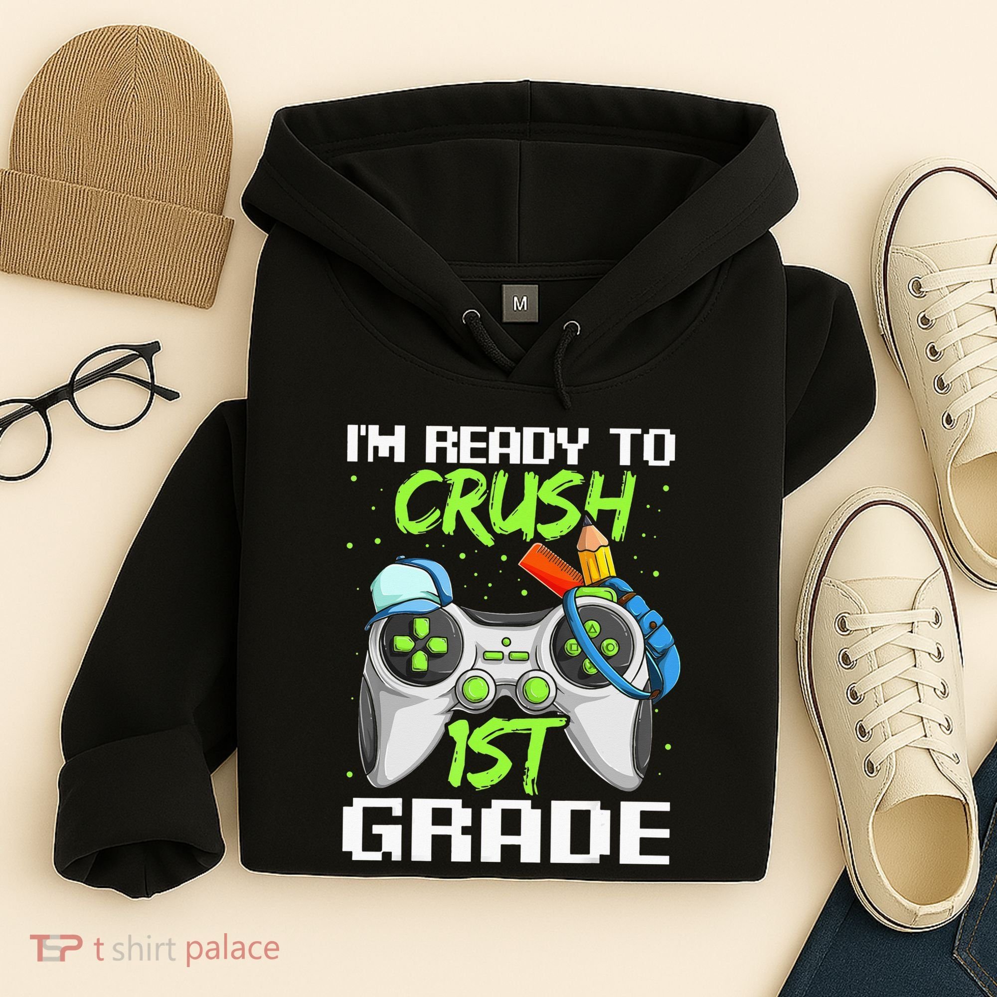 1St Grade Gamer  Ready To Crush First Grade Hoodie