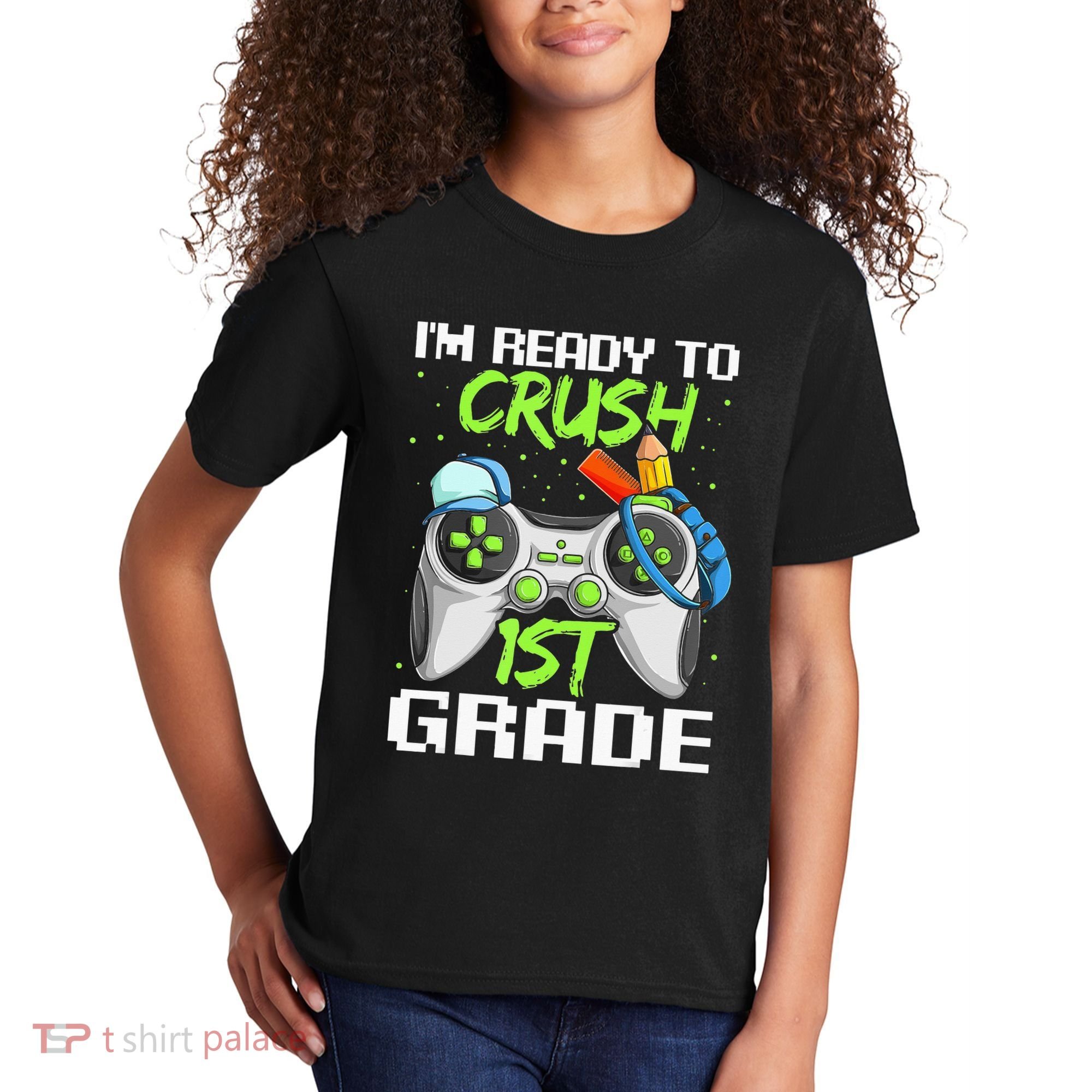 1St Grade Gamer  Ready To Crush First Grade Kids T-Shirt