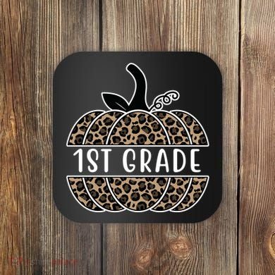 1st Grade Leopard Pumpkin Coaster