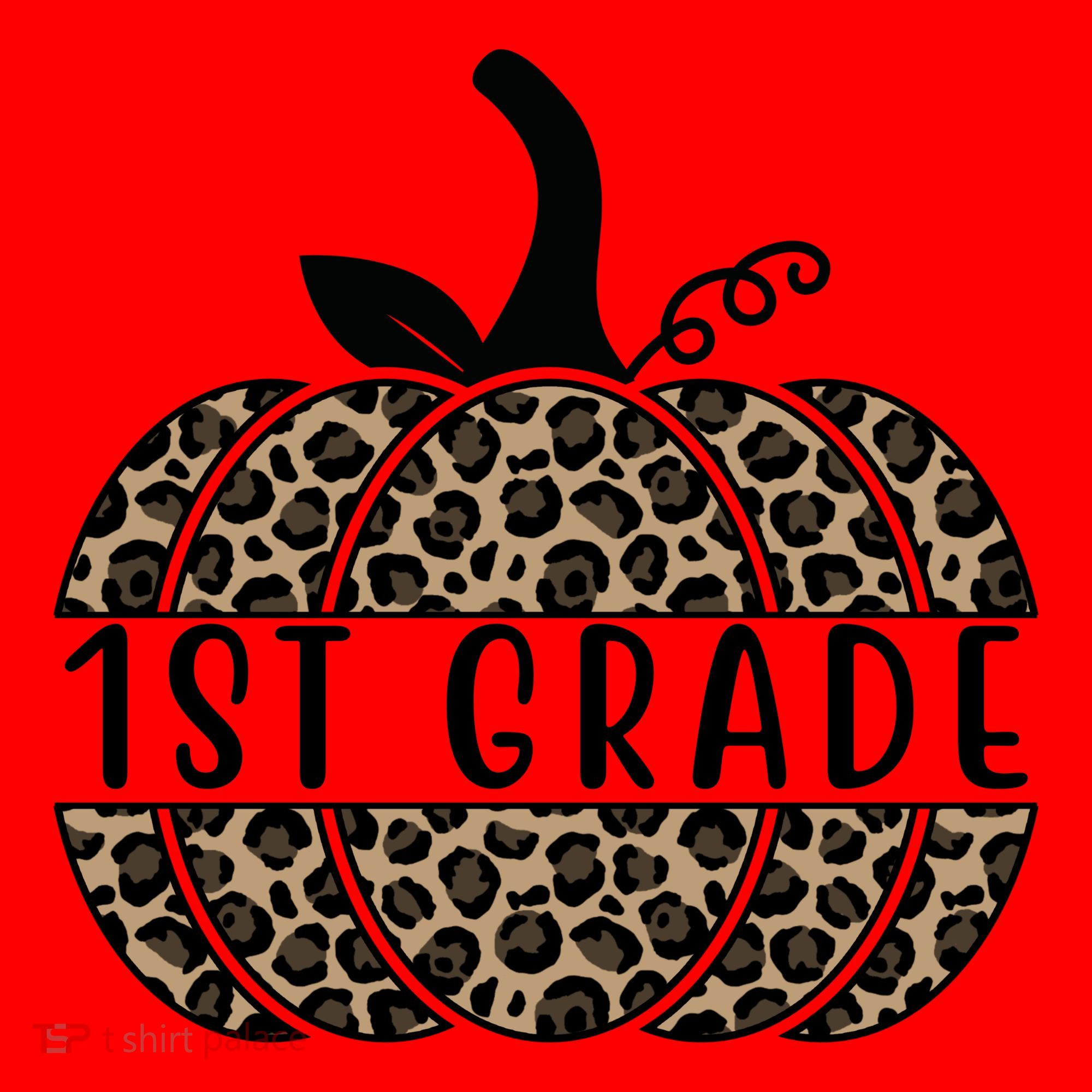 1st Grade Leopard Pumpkin Santa Hat