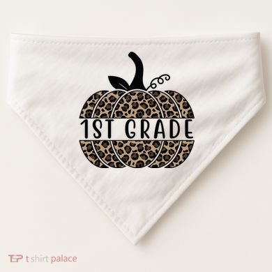 1st Grade Leopard Pumpkin USA-Made Doggie Bandana