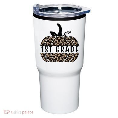 1st Grade Leopard Pumpkin Tumbler