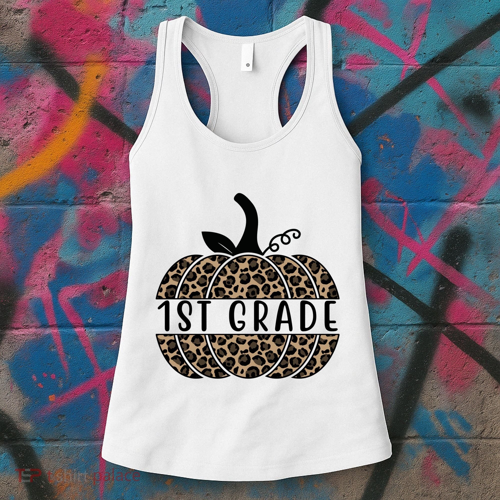 1st Grade Leopard Pumpkin Women's Tank Top