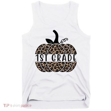 1st Grade Leopard Pumpkin Tank Top