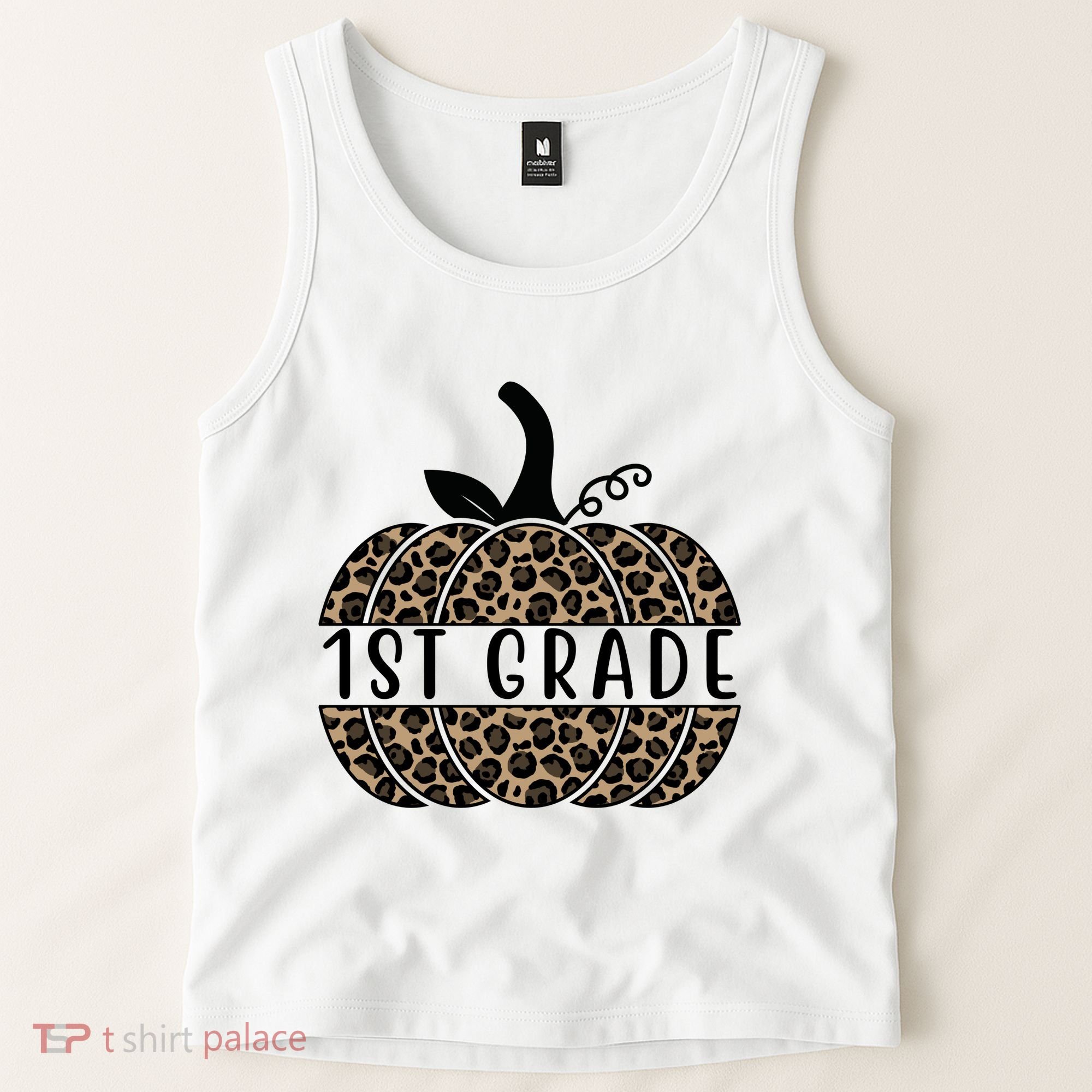 1st Grade Leopard Pumpkin Tank Top