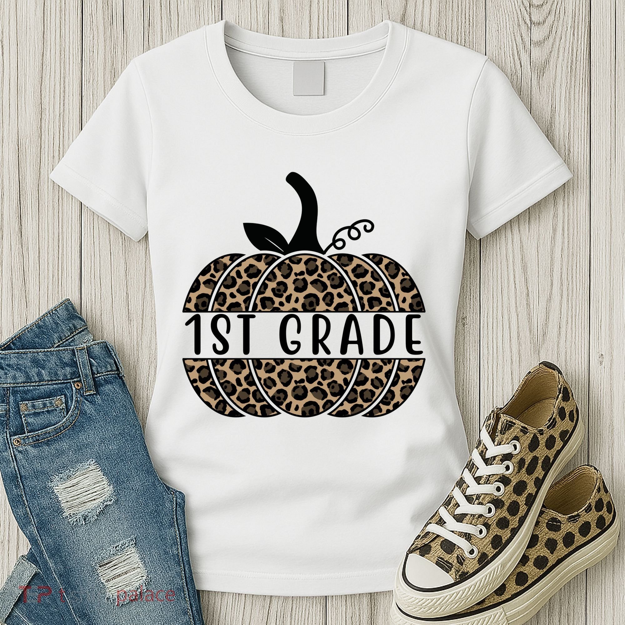 1st Grade Leopard Pumpkin Women's T-Shirt