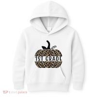 1st Grade Leopard Pumpkin Kids Hoodie thumb 0