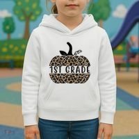 1st Grade Leopard Pumpkin Kids Hoodie thumb 3