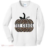 1st Grade Leopard Pumpkin Kids Long Sleeve Shirt thumb 0