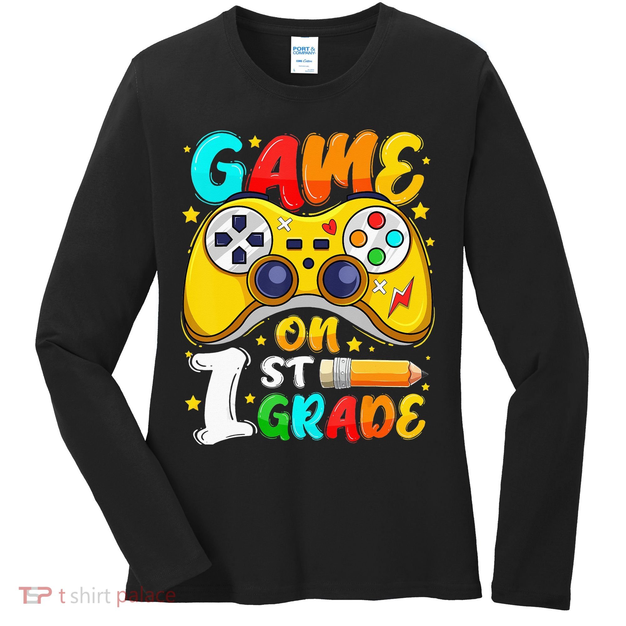 1St Grade Level Unlocked Game On 1St Grade Back To School Women's Long Sleeve Shirt