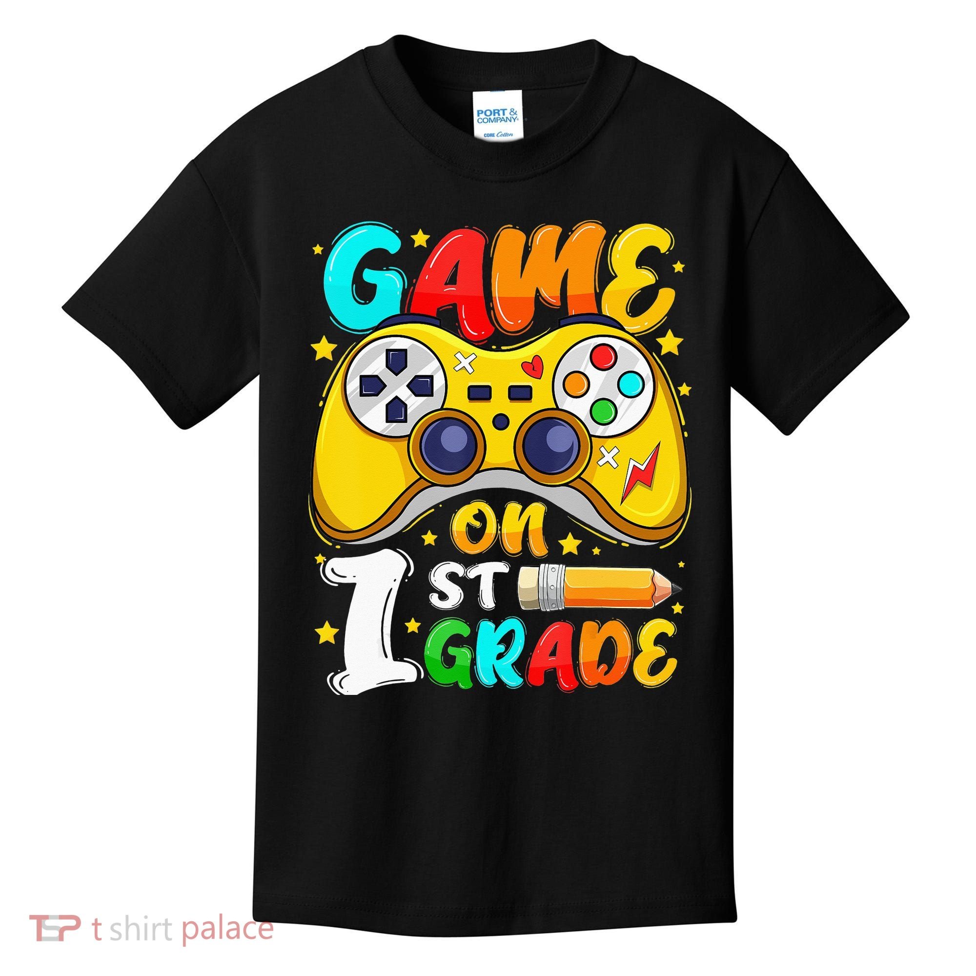 1St Grade Level Unlocked Game On 1St Grade Back To School Kids T-Shirt
