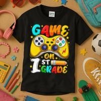 1St Grade Level Unlocked Game On 1St Grade Back To School Kids T-Shirt thumb 3