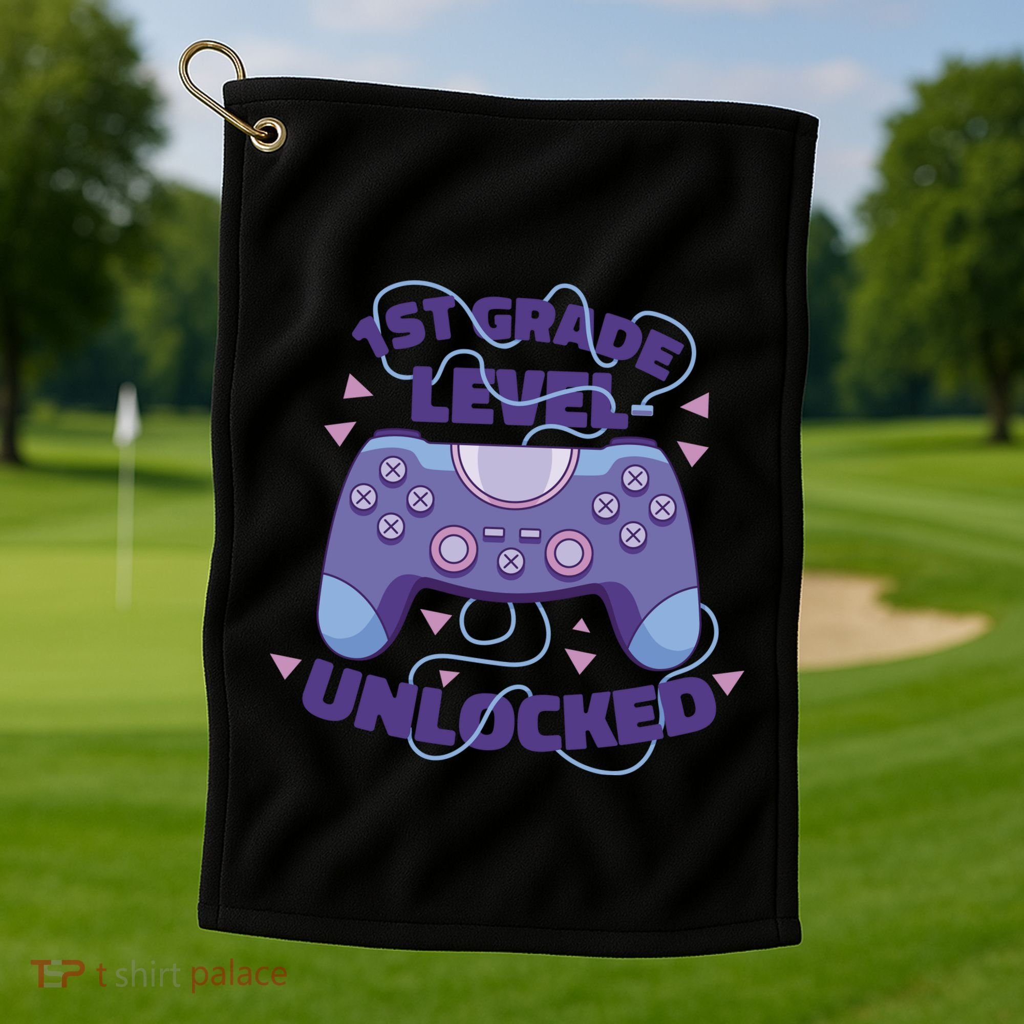 1st Grade Level Unlocked Back To School Gamer Golf Towel