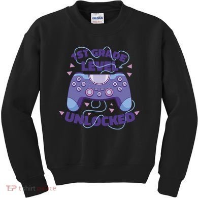 1st Grade Level Unlocked Back To School Gamer Kids Sweatshirt