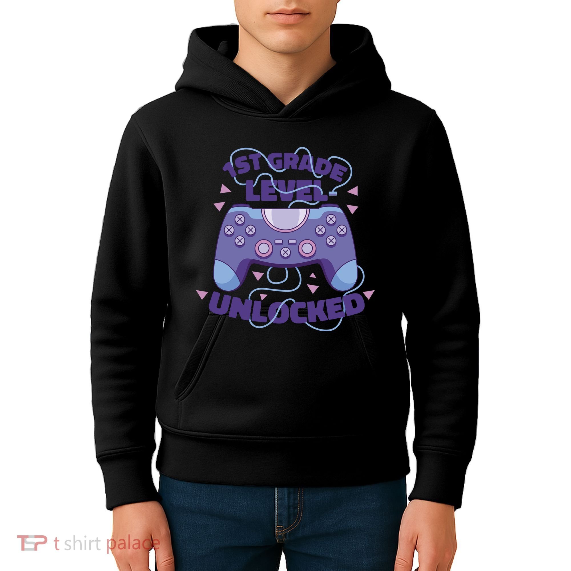 1st Grade Level Unlocked Back To School Gamer Kids Hoodie