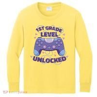 1st Grade Level Unlocked Back To School Gamer Kids Long Sleeve Shirt thumb 0