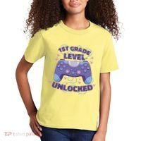 1st Grade Level Unlocked Back To School Gamer Kids T-Shirt thumb 2