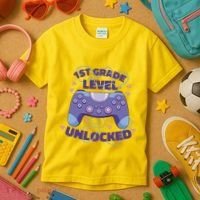 1st Grade Level Unlocked Back To School Gamer Kids T-Shirt thumb 3
