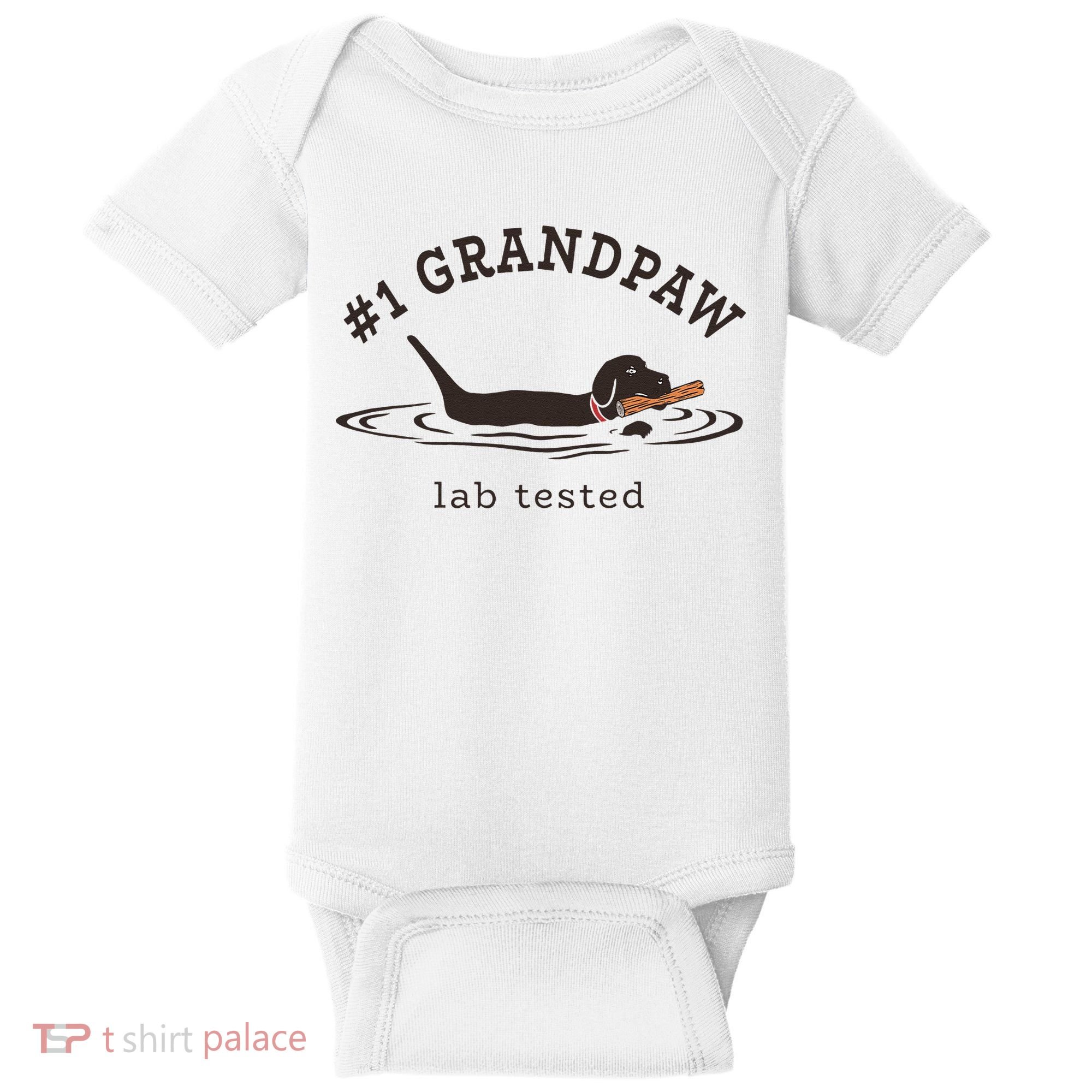 1 Grandpaw Lab Tested Pun Labrador Retriever Grandpa Baby Bodysuit