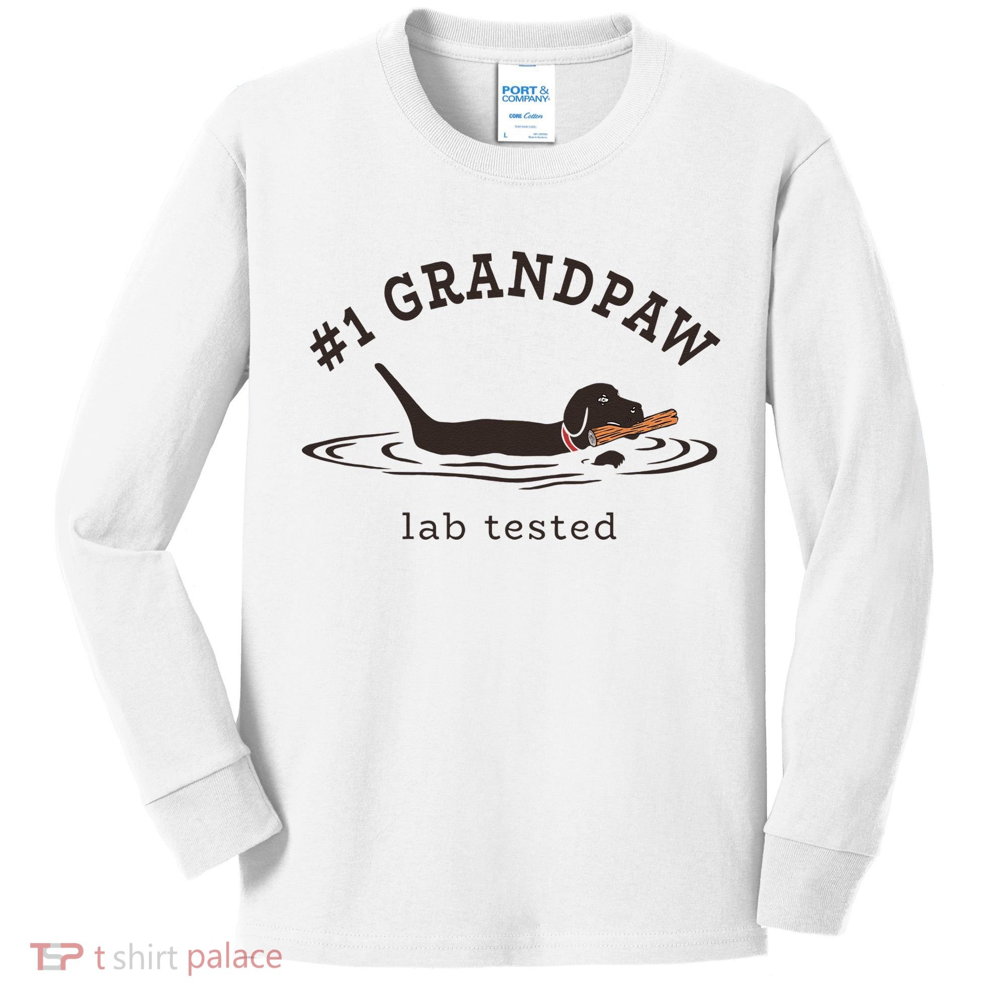 1 Grandpaw Lab Tested Pun Labrador Retriever Grandpa Kids Long Sleeve Shirt