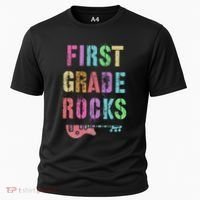 1st GRADE ROCKS Teacher Team Rockstars FIRST Grader Rockstar Cooling Performance Crew T-Shirt thumb 0