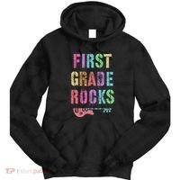 1st GRADE ROCKS Teacher Team Rockstars FIRST Grader Rockstar Tie Dye Hoodie thumb 0