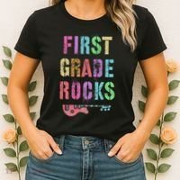 1st GRADE ROCKS Teacher Team Rockstars FIRST Grader Rockstar Women's T-Shirt thumb 2