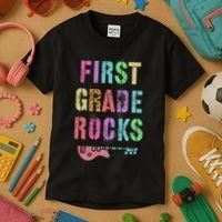 1st GRADE ROCKS Teacher Team Rockstars FIRST Grader Rockstar Kids T-Shirt thumb 3
