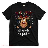 1st Grade Squad Reindeer Christmas T-Shirt thumb 0