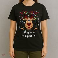 1st Grade Squad Reindeer Christmas T-Shirt thumb 4