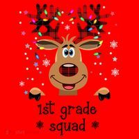 1st Grade Squad Reindeer Christmas Santa Hat thumb 1