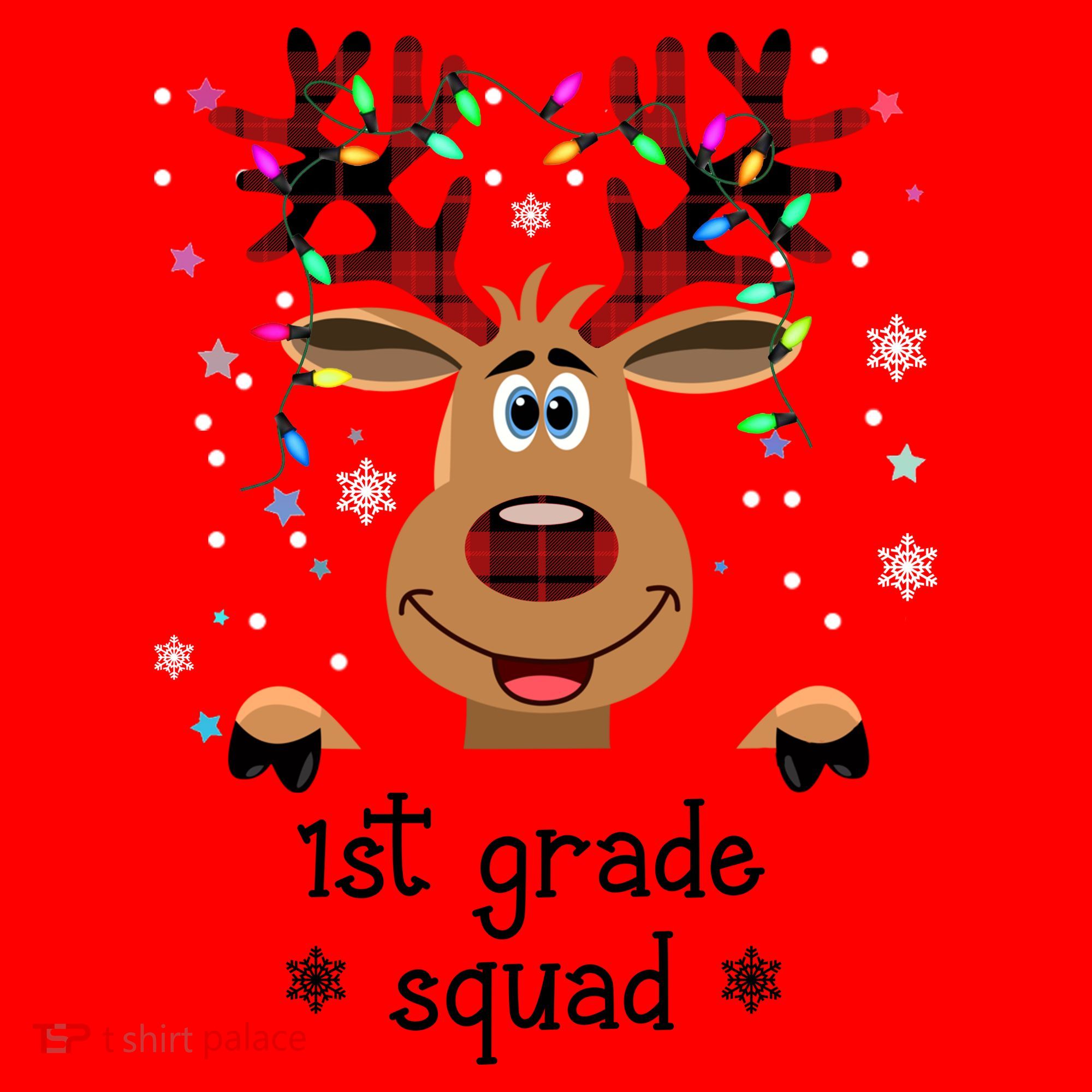 1st Grade Squad Reindeer Christmas Santa Hat