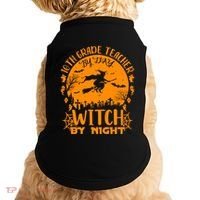 10Th Grade Teacher By Day Witch By Night Funny Halloween Gift Doggie Tank thumb 0