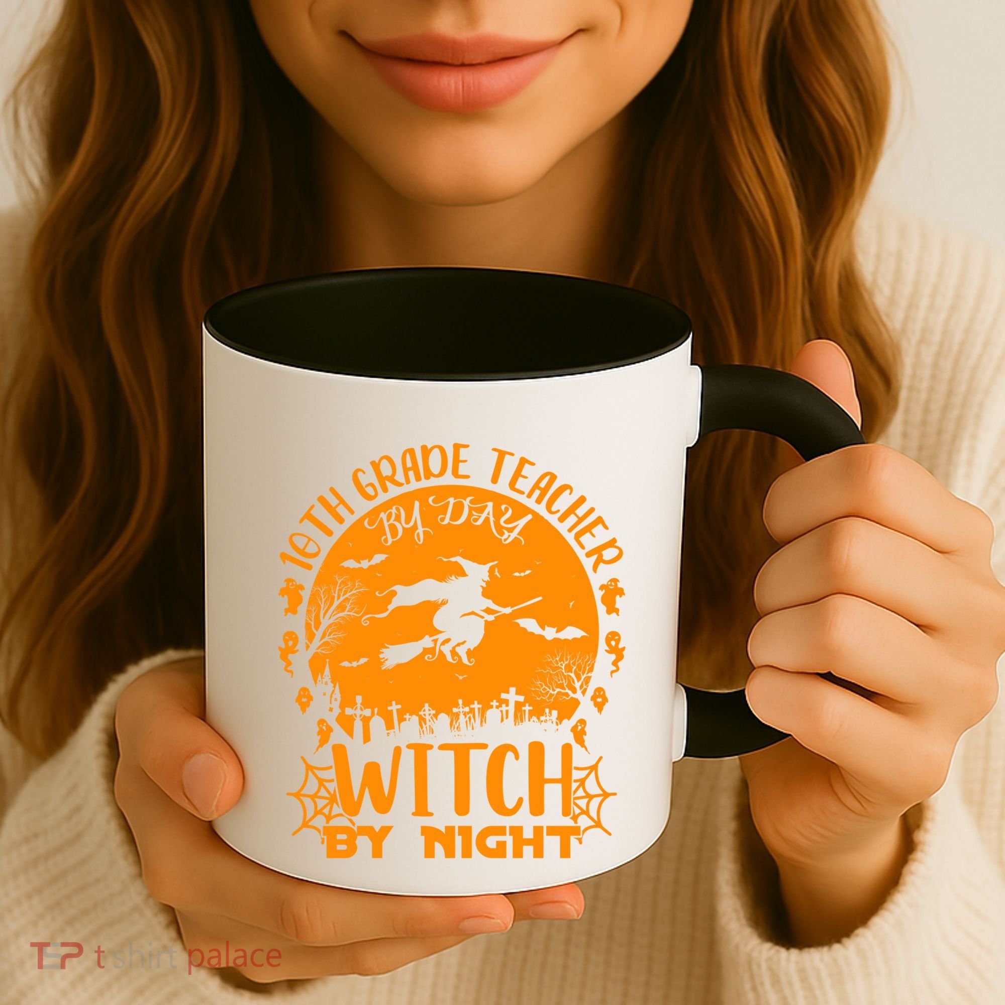 10Th Grade Teacher By Day Witch By Night Funny Halloween Gift Coffee Mug