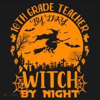 10Th Grade Teacher By Day Witch By Night Funny Halloween Gift Women's Hoodie thumb 2