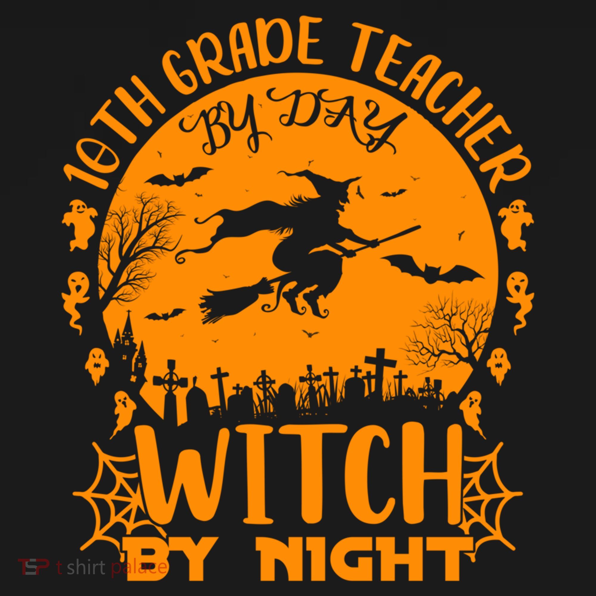 10Th Grade Teacher By Day Witch By Night Funny Halloween Gift Women's Hoodie