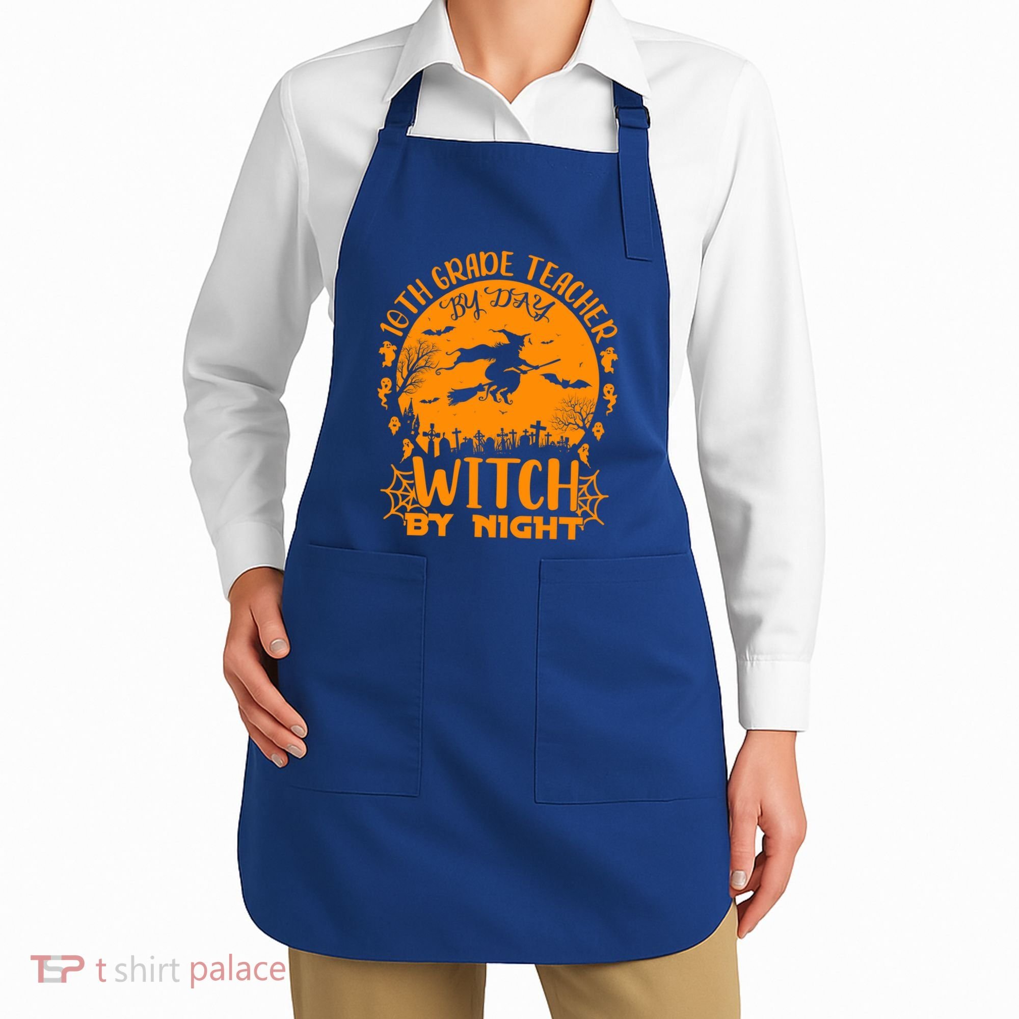 10Th Grade Teacher By Day Witch By Night Funny Halloween Gift Apron