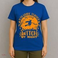 10Th Grade Teacher By Day Witch By Night Funny Halloween Gift T-Shirt thumb 4