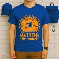 10Th Grade Teacher By Day Witch By Night Funny Halloween Gift T-Shirt thumb 6