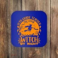 10Th Grade Teacher By Day Witch By Night Funny Halloween Gift Coaster thumb 0
