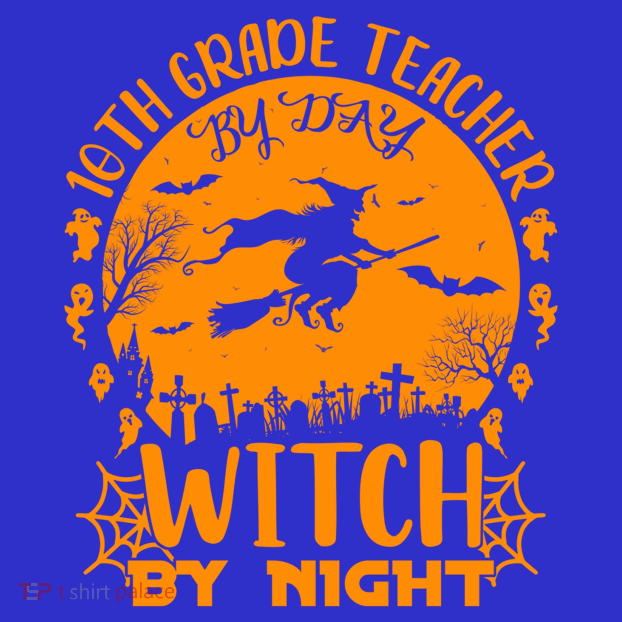 10Th Grade Teacher By Day Witch By Night Funny Halloween Gift Coaster